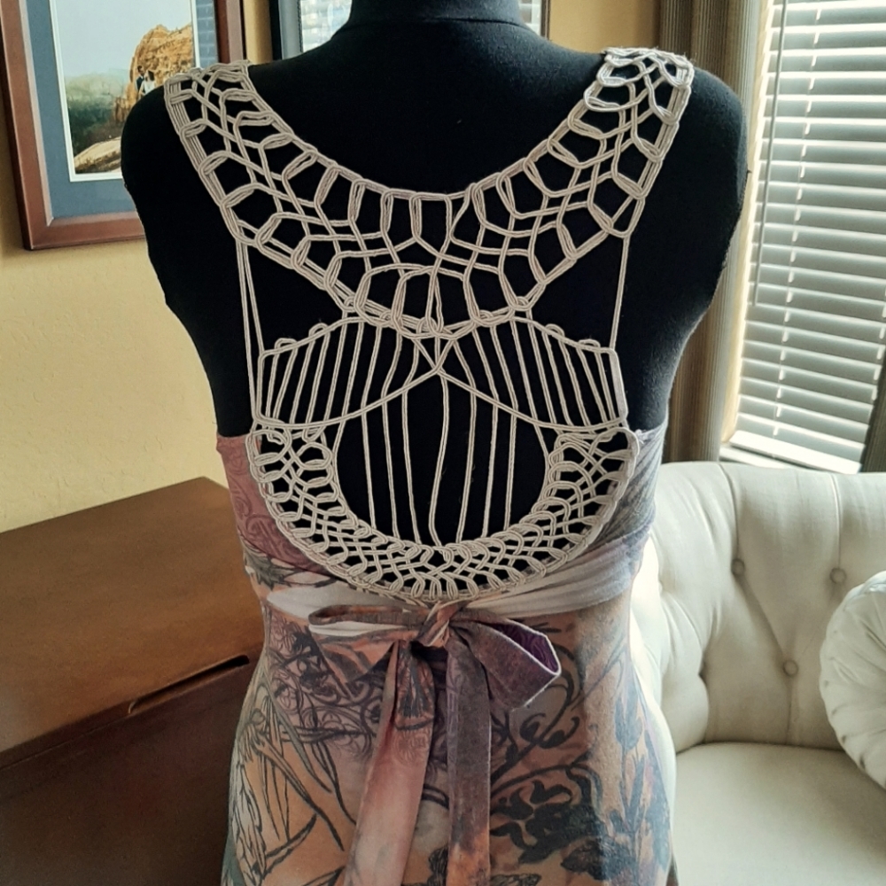 "I Me" knit dress with crochet style back: Small